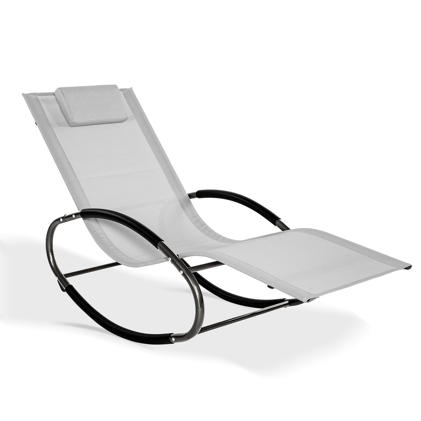 Outdoor Rocking Chair, Zero Gravity Rocker Chair with Padded Headrest-Textilene-Power Coated Frame-Patio Rocking Sun Lounger Recliner, Garden Furniture Rocking Chair for Patio, Decking, Balcony