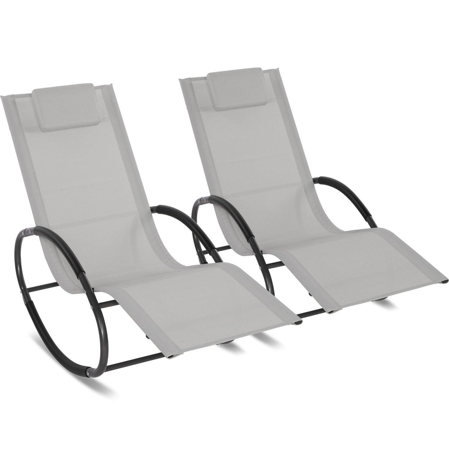 Outdoor Rocking Chair, Zero Gravity Rocker Chair with Padded Headrest-Textilene-Power Coated Frame-Patio Rocking Sun Lounger Recliner, Garden Furniture Rocking Chair for Patio, Decking, Balcony