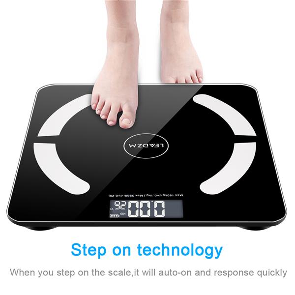 Bluetooth Smart Digital Weighing Scale Body Fat Scale OKOK App Black