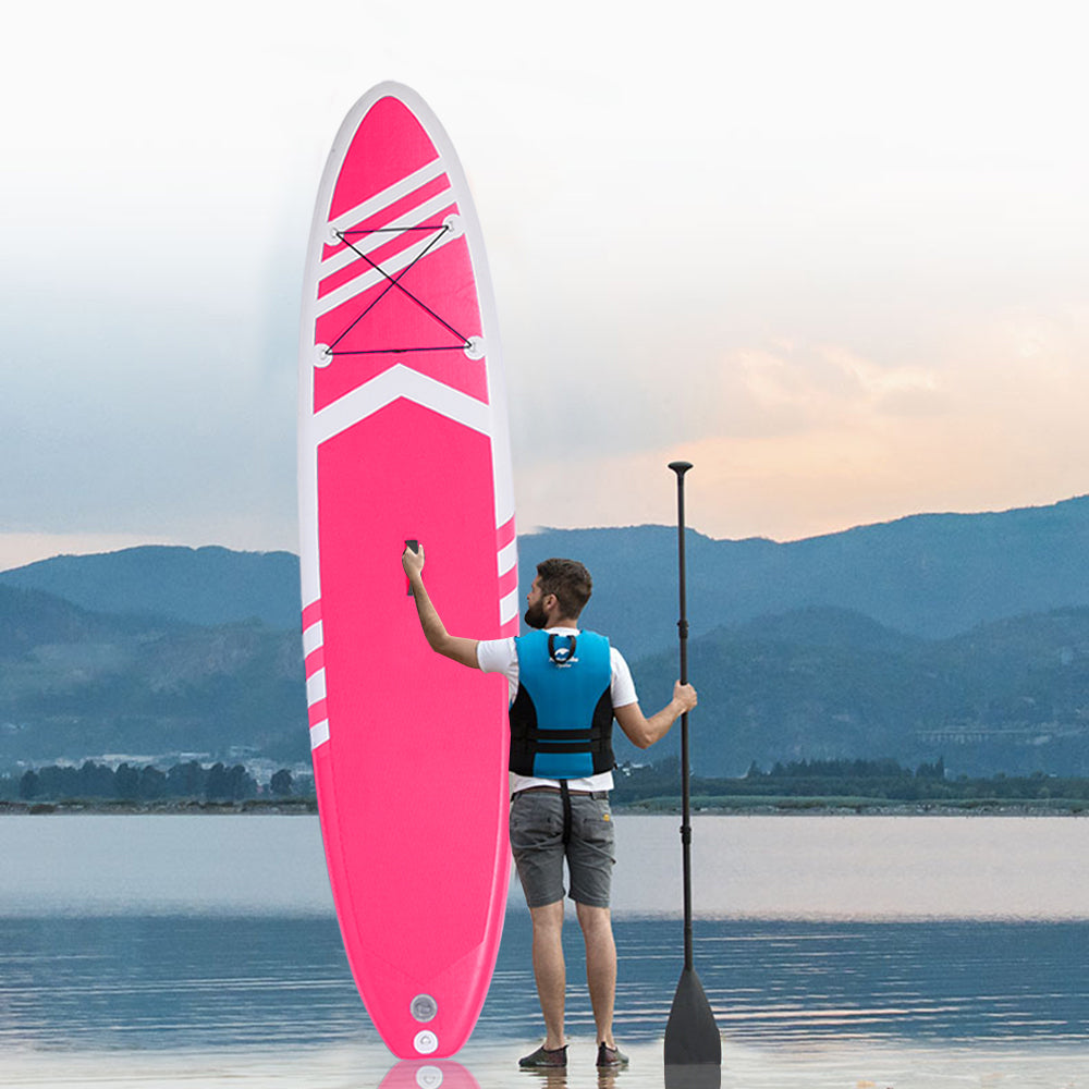 Inflatable Paddle Boards Stand Up 10.5'x30 x6 ISUP Surf Control Non-Slip Deck Standing Boat Pink