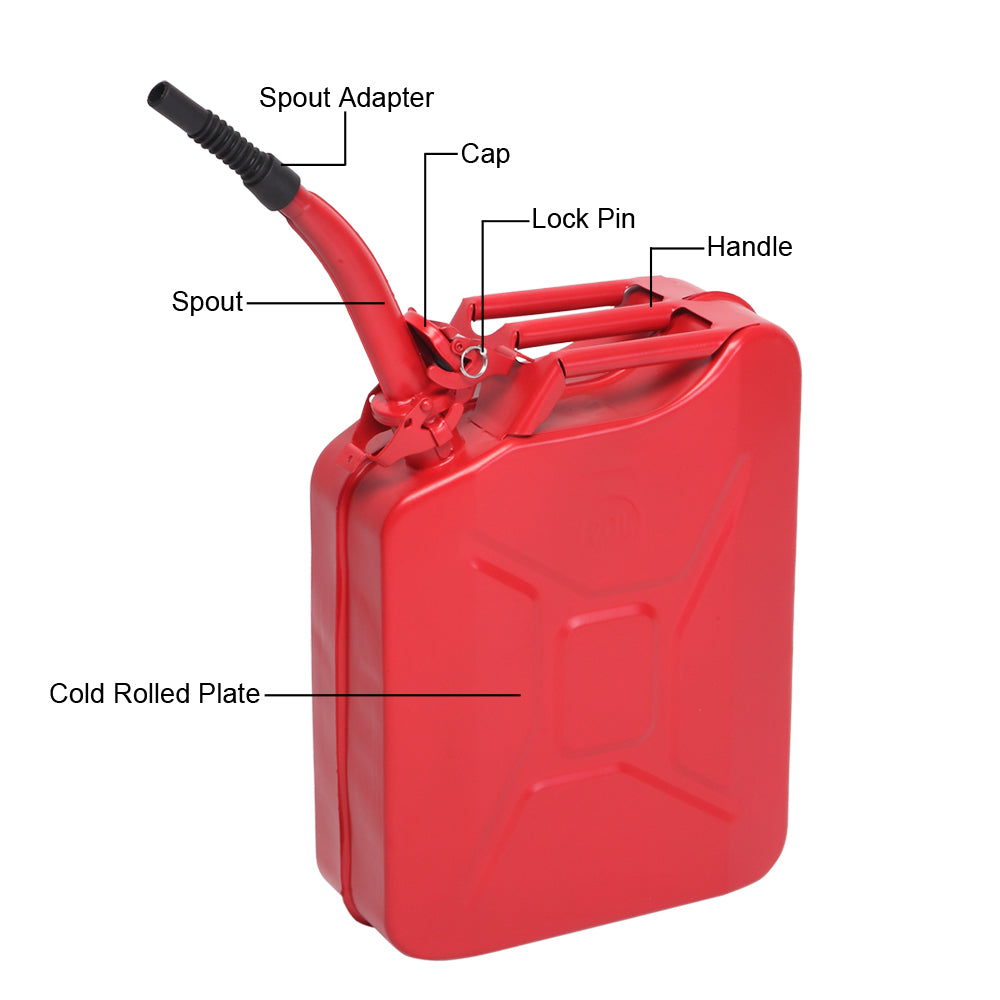 20L US Standard Cold-rolled Plate Petrol Diesel Can Gasoline Bucket with Oil Pipe Red