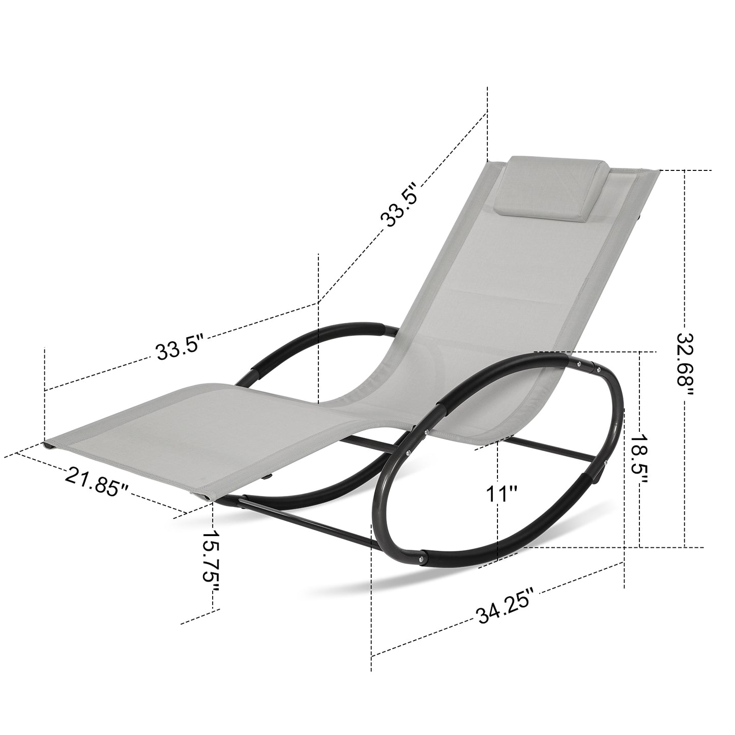 Outdoor Rocking Chair, Zero Gravity Rocker Chair with Padded Headrest-Textilene-Power Coated Frame-Patio Rocking Sun Lounger Recliner, Garden Furniture Rocking Chair for Patio, Decking, Balcony